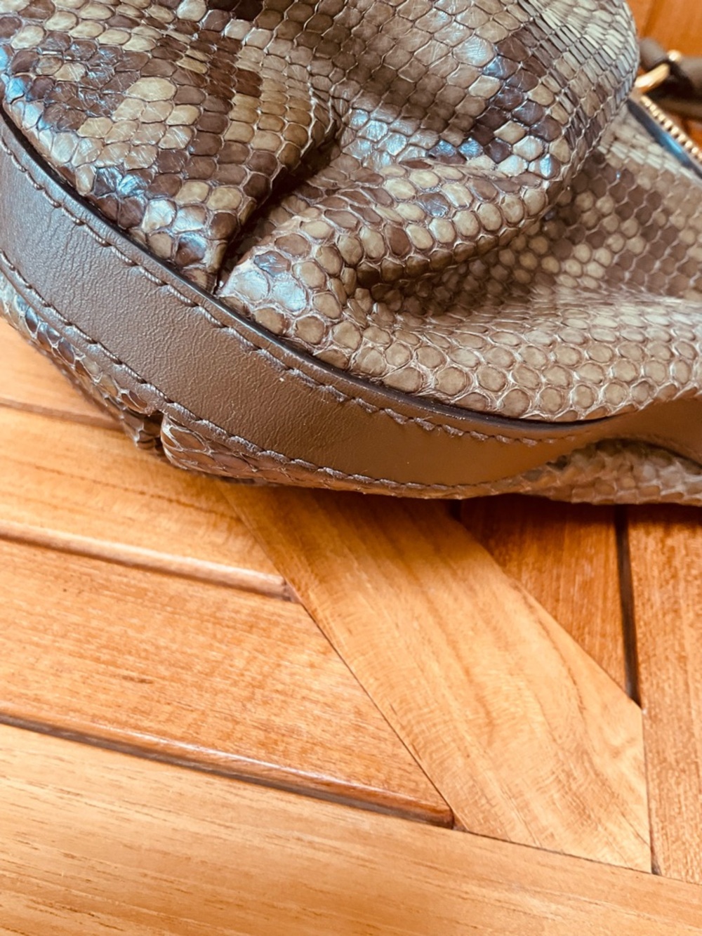 Gucci Studded Brown Python Handbag - Picture 5 of 16